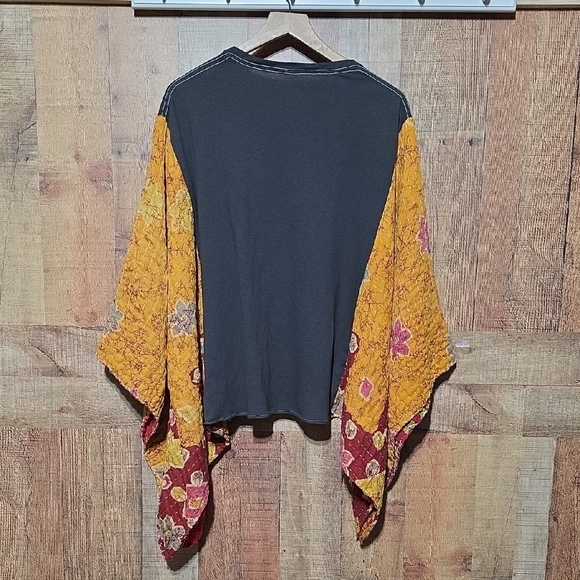 Upcycled Stevie Nicks Graphic Kantha Kimono Sleeve Top - Picture 7 of 7